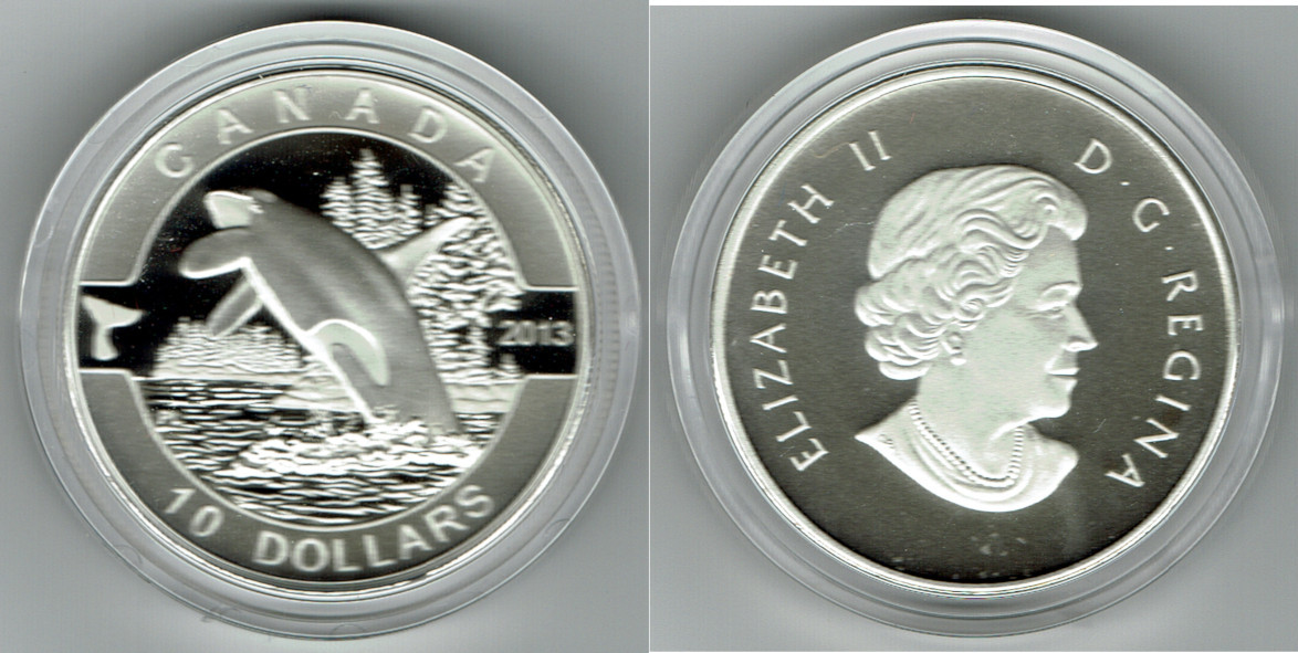 10 dollars 2013 kanada canada silver coin, 10 dollars "orca"