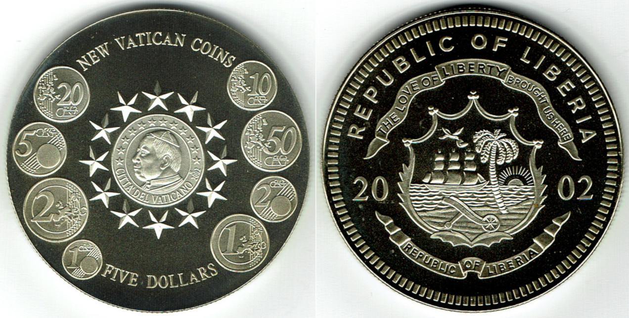 5 dollars 2002 liberia liberia, 5 dollars new