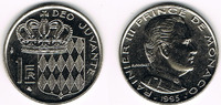Monaco 1 Franc Monaco 1 Franc 1995, <i>Rainier III. Prinz von Monaco</i>, siehe Scan -