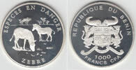 Benin 1000 Francs benin silver coin "zebra", 1000 francs, proof, like scan -