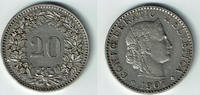 Schweiz 20 Rappen 1907 Switzerland, 20 Rappen 1907 B, like scan sehr schön 31.38 元 含税 ＋  100.41 元 运费