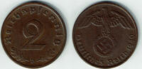 Drittes Reich 2 Pfennig 3. Reich, 1940 D, Kursmünze 2 Pfennig, Jaeger Nr. 362, Erhaltung siehe Scan -
