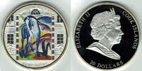 Cook Island 20 Dollars <i>Masterpieces of Art - Franz Marc" with svarowski-crystals, edge: patina -