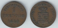 Sachsen-Meiningen 1 Pfennig Sachsen-Meinigen, Herzog Bernhard II., Kursmünze 1 Pfennig (Scheidemünze). -