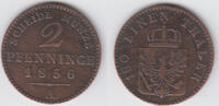 Preußen 2 Pfennig prussia, Friedrich Wilhelm IV., 2 Pfenning 1856 A, like scan -