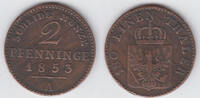 Preußen 2 Pfennig prussia, Friedrich Wilhelm IV., 2 Pfenning 1853 A, like scan -