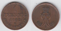 Hannover 1 Pfennig Hannover, König Ernst August, 1 Pfennig, Kursmünze, Erhaltung siehe Scan! -