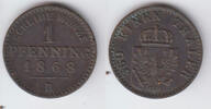 Preußen 1 Pfennig prussia, Wilhelm I., 1 Pfennig 1868 B, like scan -