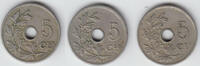 Belgien 3 x 5 Centimes 1904-06 belgium (belgique), set of 5 Centimes , k... 37.65 元 含税 ＋  100.41 元 运费