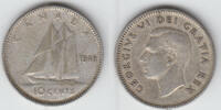 Kanada 10 Cents Canada, 10 Cents 1949, silver, Georg VI, like scan -