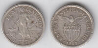 Philippinen 10 Centavos philippines silver coin 10 cents 1907, like scan -