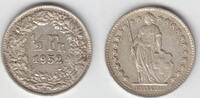 Schweiz 1/2 Franken 1952 Switzerland, silver coin, 1/2 Franken 1952, lik... 33.47 元 含税 ＋  100.41 元 运费