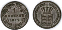 Württemberg 1 Kreuzer Königreich Württemberg, 1 Kreuzer 1872, Wilhelm, siehe Scan! -