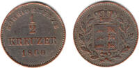 Württemberg 1/2 Kreuzer Königreich Württemberg, 1/2 Kreuzer 1860, Wilhelm, siehe Scan! -