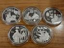 Volksrepublik China 5 x 5 Yuan china, silver coin set 1995, Inventions + Discoveries, 5 x 5 Yuan Silver, Proof! -