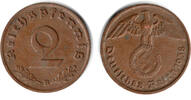 Drittes Reich 2 Pfennig 3. Reich, 1938 B, Kursmünze 2 Pfennig, Jaeger Nr. 362 -