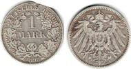 Kaiserreich 1 Mark Kaiserreich, Kursmünze 1 Mark 1908 D, 900er Silber! -