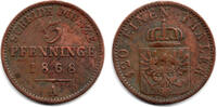 Preußen 3 Pfennig prussia, Wilhelm I., 3 Pfenning 1868 A, like scan -