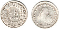 Schweiz 1/2 Franken 1908-2 Switzerland, silver coin, 1/2 Franken 1908, l... 37.65 元 含税 ＋  100.41 元 运费