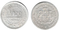 Hamburg - Hamburgische Bank 1/100 Verrechnungsmarke Notgeld Hamburg 1923, 1/100 Verrechnungsmarke, Stadtwappen, siehe Scan -