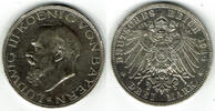 Bayern 3 Mark Kaiserreich, Bayern 3 Mark 1914 D, König Ludwig III., Erhaltung siehe Scan -