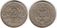BRD 2 Mark 2 DM 1951 G, Weinblatt und Weintraube, sehr schön! -