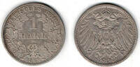 Kaiserreich 1 Mark Kaiserreich, Kursmünze 1 Mark 1892 A, 900er Silber! -
