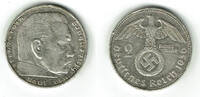 Drittes Reich 2 Reichsmark Drittes Reich, 2 Reichsmark 1936 E, Hindenburg mit HK! Siehe Foto -