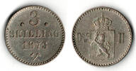 Norwegen 3 Skilling Norwegen 1873, 3 skilling, Oscar II., like scan -