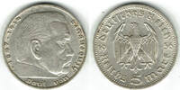 Drittes Reich 5 Reichsmark Drittes Reich, 5 Reichsmark Hindenburg ohne HK, 13,89 g 900er Silbe -