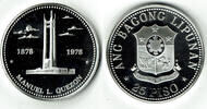 Philippinen 25 Piso Philippines, 25 Piso silver coin, Manuel L. Quezon -