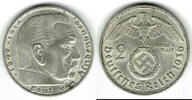 Drittes Reich 2 Reichsmark Drittes Reich, 2 Reichsmark, Hindenburg mit HK! Siehe Foto -