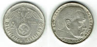 Drittes Reich 2 Reichsmark Drittes Reich, 2 Reichsmark 1939 B, Hindenburg mit HK! Beispielfoto -