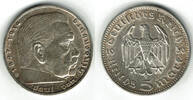 Drittes Reich 5 Reichsmark Drittes Reich, 5 Reichsmark Hindenburg ohne HK, 13,89 g 900er Silber! -