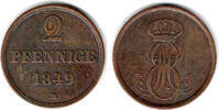 Braunschweig-Calenberg-Hannover 2 Pfennig Kursmünze 2 Pfennig 1849 B, Ernst August, Erhaltung siehe Scan -