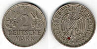 BRD 2 Mark 2 DM 1951 D, Weinblatt und Weintraube! -