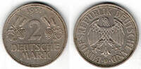 BRD 2 Mark 2 DM 1951 D, Weinblatt und Weintraube! -