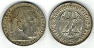 Drittes Reich 5 Reichsmark Drittes Reich, 5 Reichsmark Hindenburg ohne HK, 13,89 g 900er Silber -
