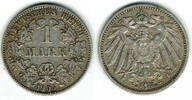 Kaiserreich 1 Mark Kaiserreich, Kursmünze 1 Mark 1905 G, 900er Silber! -