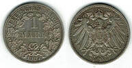 Kaiserreich 1 Mark Kaiserreich, Kursmünze 1 Mark 1907 F, 900er Silber! -