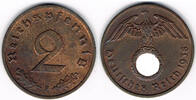 Drittes Reich 2 Pfennig 3. Reich, 1939 F, Kursmünze 2 Pfennig, Jaeger Nr. 362 -