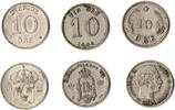 Dänemark / Schweden 10 Öre denmark coin, 10 öre silver, 1904, 1905, Sweden 10 Öre 1911 -