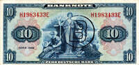 Deutschland - Bank Deutscher Länder 10 Mark Bank Deutscher Länder, 10 Mark mit B-Stempel, Serie 1948, Ro. 239a -