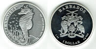 Barbados 1 Dollar Barbados, silver commemorative coin, 1 ounce sea horse 2018 -