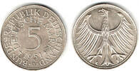 BRD 5 DM Bundesrepublik Deutschland, 5 DM Silberadler 1951 J, Erhaltung siehe Scan -