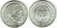 Drittes Reich 5 Reichsmark Drittes Reich, 5 Reichsmark Hindenburg ohne HK, 13,89 g 900er Silber! -