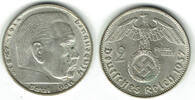 Drittes Reich 2 Reichsmark Drittes Reich, 2 Reichsmark 1937 D, Hindenburg mit HK! -
