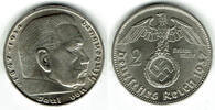 Drittes Reich 2 Reichsmark Drittes Reich, 2 Reichsmark 1937 D, Hindenburg mit HK! -