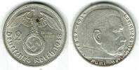 Drittes Reich 2 Reichsmark Drittes Reich, 2 Reichsmark 1938 B, Hindenburg mit HK! -