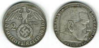 Drittes Reich 2 Reichsmark Drittes Reich, 2 Reichsmark 1936 D, Hindenburg mit HK! -